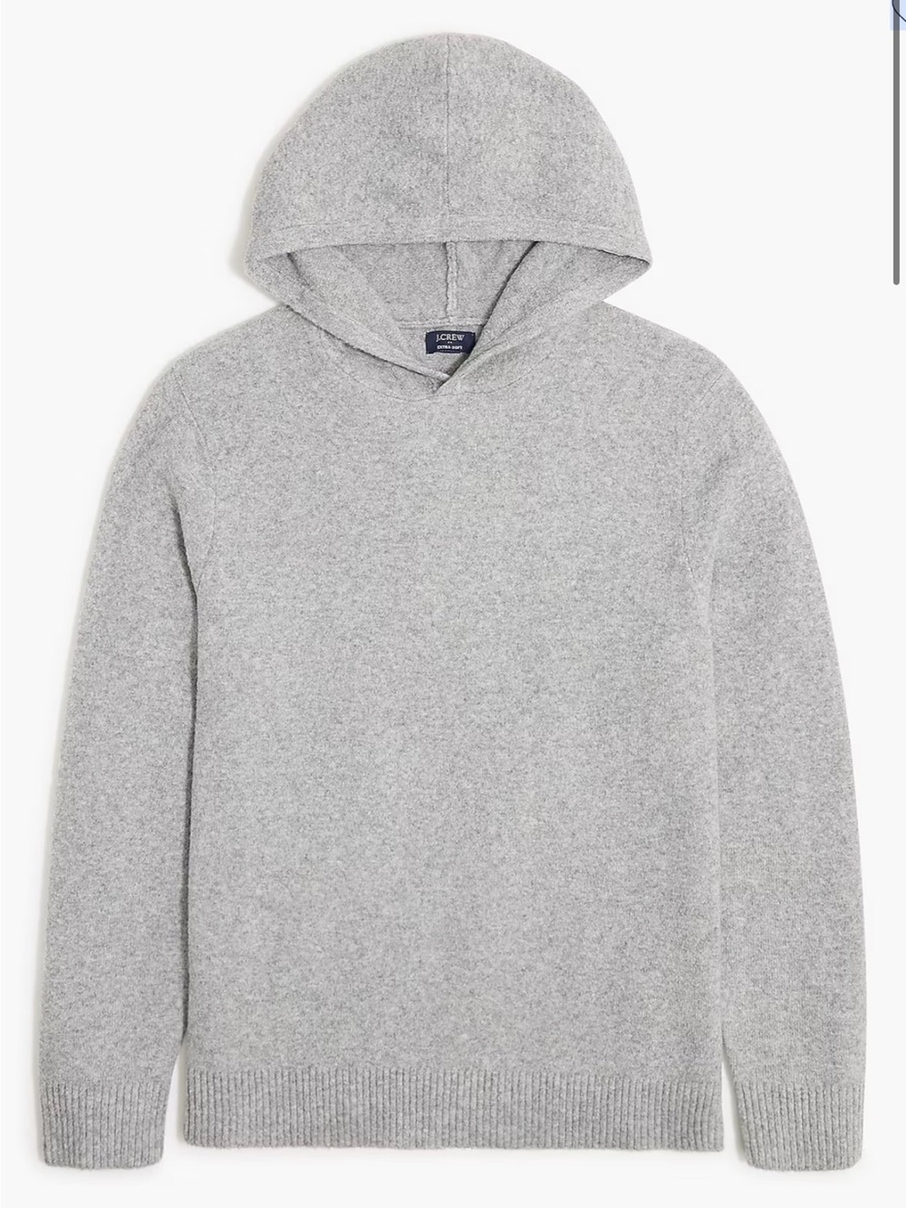 J Crew Extra-soft sweater-hoodie Graphite Gray Heather Wool Blend